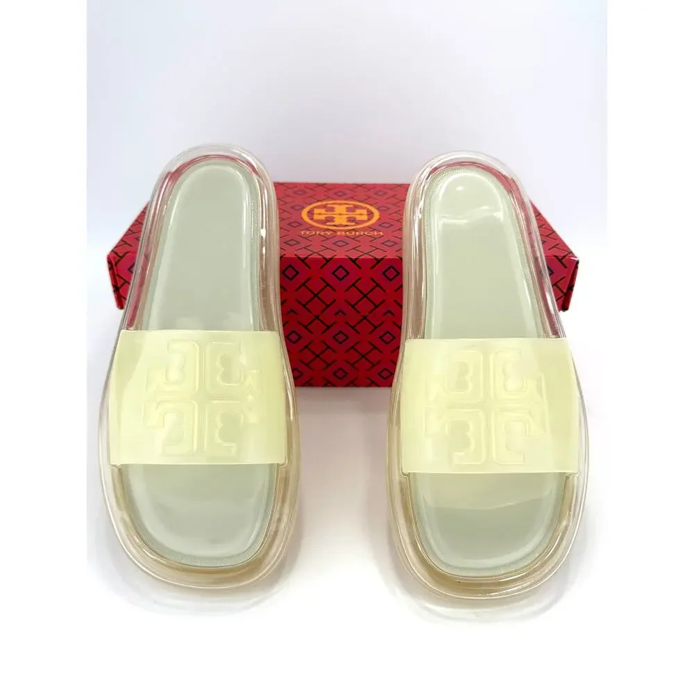 Tory Burch Bubble Jelly Slide Sandal Size 8M Ivory Comfy Beach Pool & Beyond New